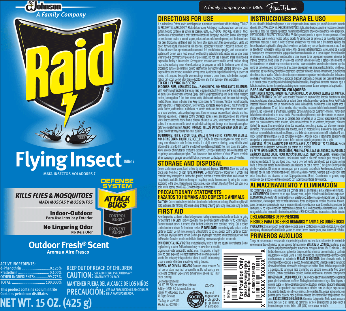 Raid mosquito spray. 150ml 3