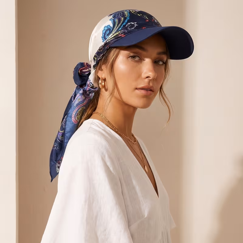Women's Bandana Visor Self-Tie Headscarf Hat with Brim Summer Beach Tie-Back Cap 2