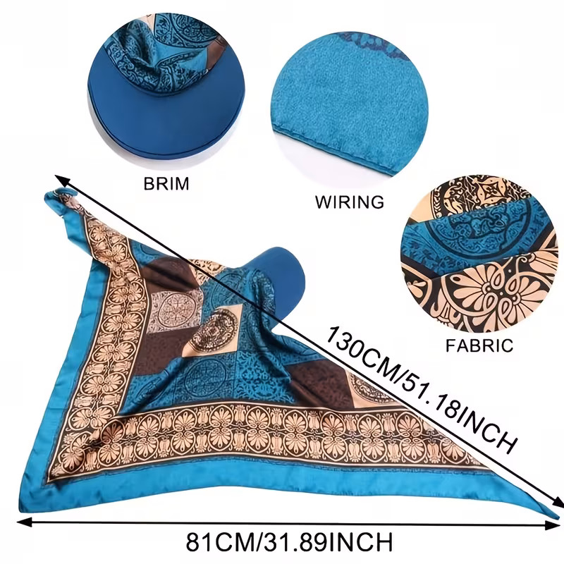 Women's Bandana Visor Self-Tie Headscarf Hat with Brim Summer Beach Tie-Back Cap 6