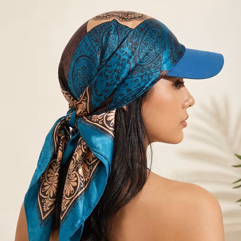 Women's Bandana Visor Self-Tie Headscarf Hat with Brim Summer Beach Tie-Back Cap 7