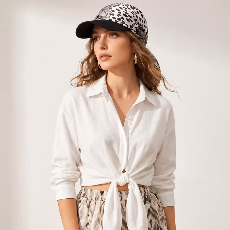 Women's Bandana Visor Self-Tie Headscarf Hat with Brim Summer Beach Tie-Back Cap 8