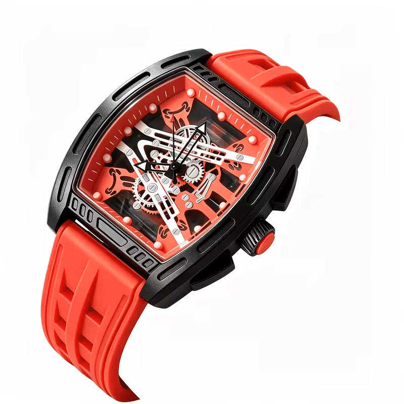 2pcs Men'S Trendy Business Mechanical Style Quartz Watches 4