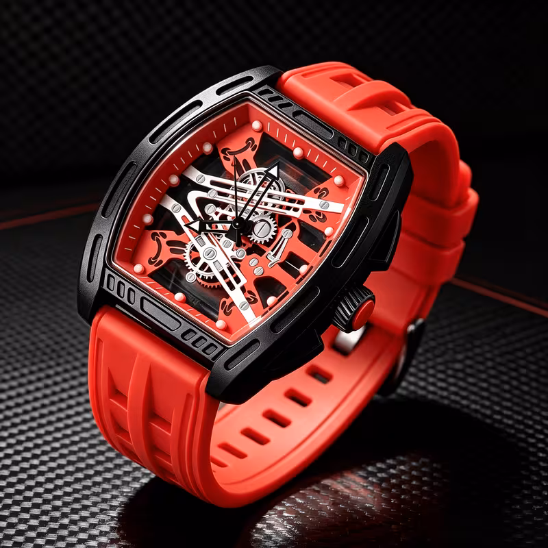 2pcs Men'S Trendy Business Mechanical Style Quartz Watches 7