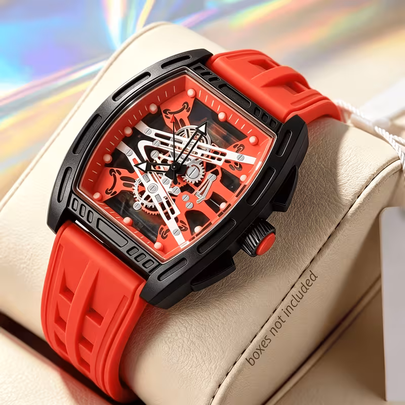 2pcs Men'S Trendy Business Mechanical Style Quartz Watches 9