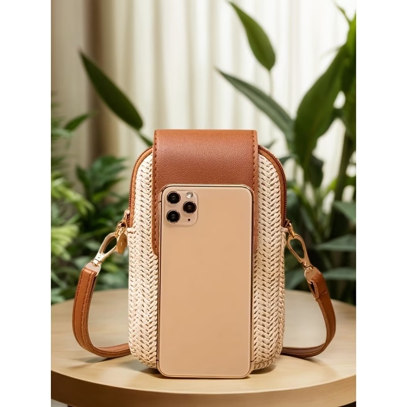 Vacation-style Straw Woven Tassel Phone Pouch  8