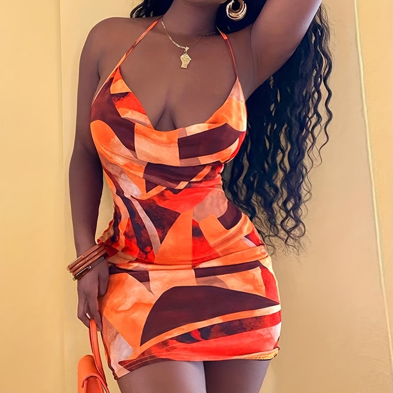 Women'S Printed Camisole Dress with a Short Skirt 7