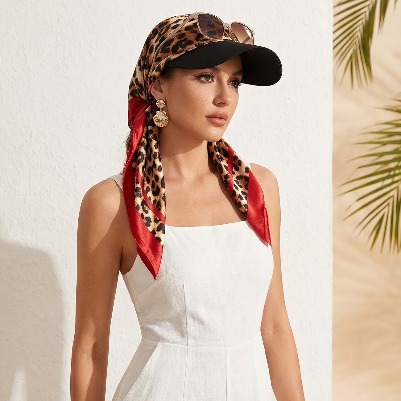 Women's Headscarf Hat with Self-Tie Brim, Scarf Hat for Beach Vacations, Hat, Chemotherapy Cap 2