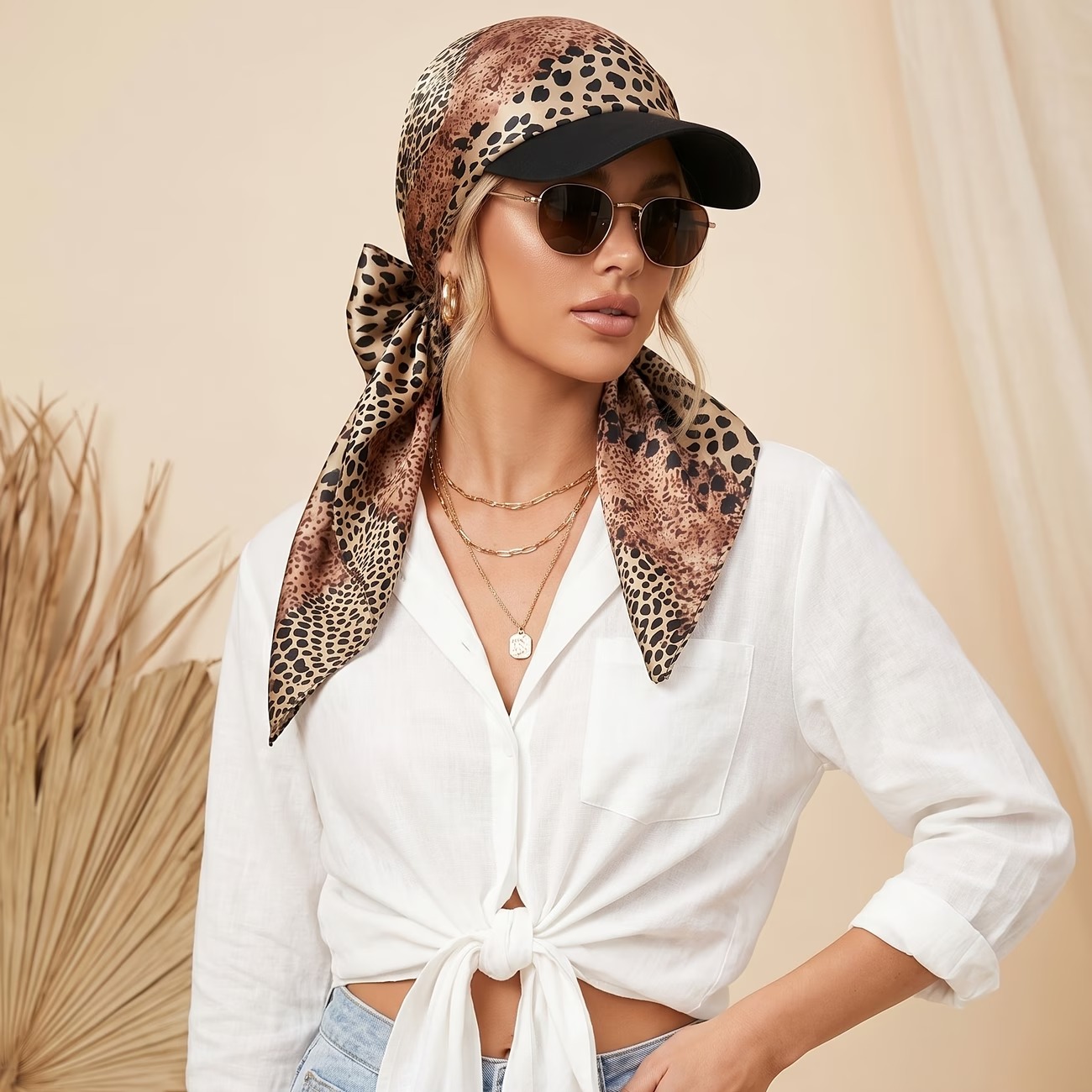 Women's Headscarf Hat with Self-Tie Brim, Scarf Hat for Beach Vacations, Hat, Chemotherapy Cap 4