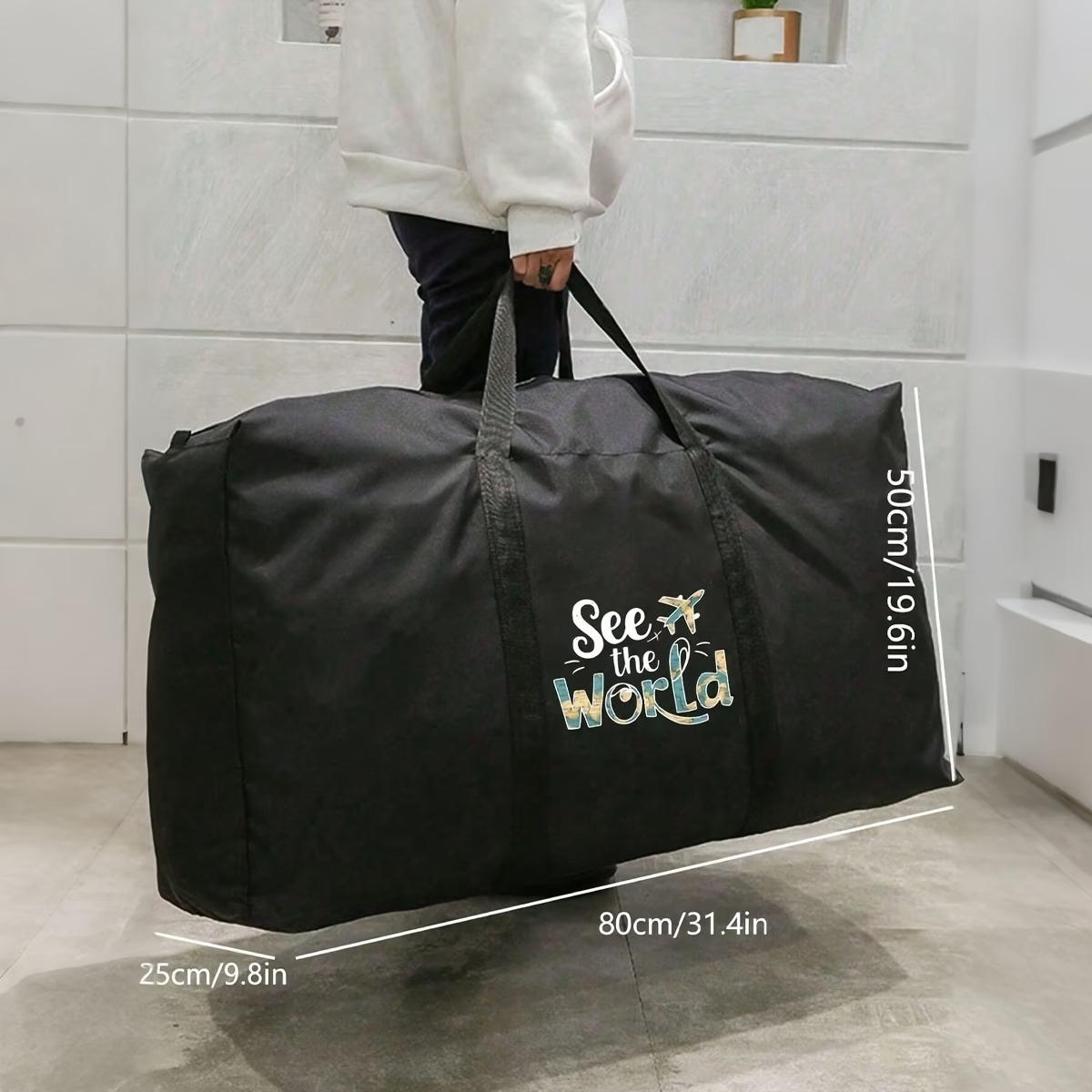 1pc Foldable Travel Bag, Extra Large Moving Bag with Heavy-Duty Zipper and Handles  2