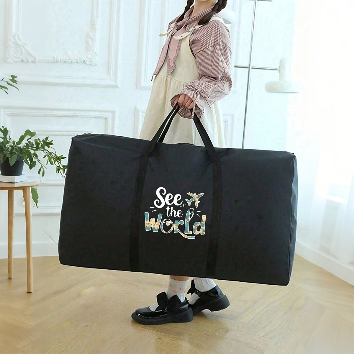 1pc Foldable Travel Bag, Extra Large Moving Bag with Heavy-Duty Zipper and Handles  3