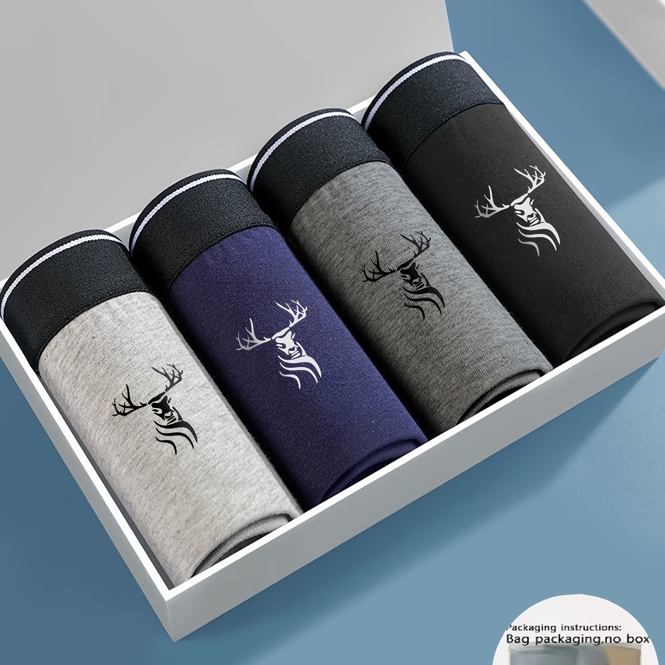 4-Pack Men'S Deer Head Print Boxer Briefs 7