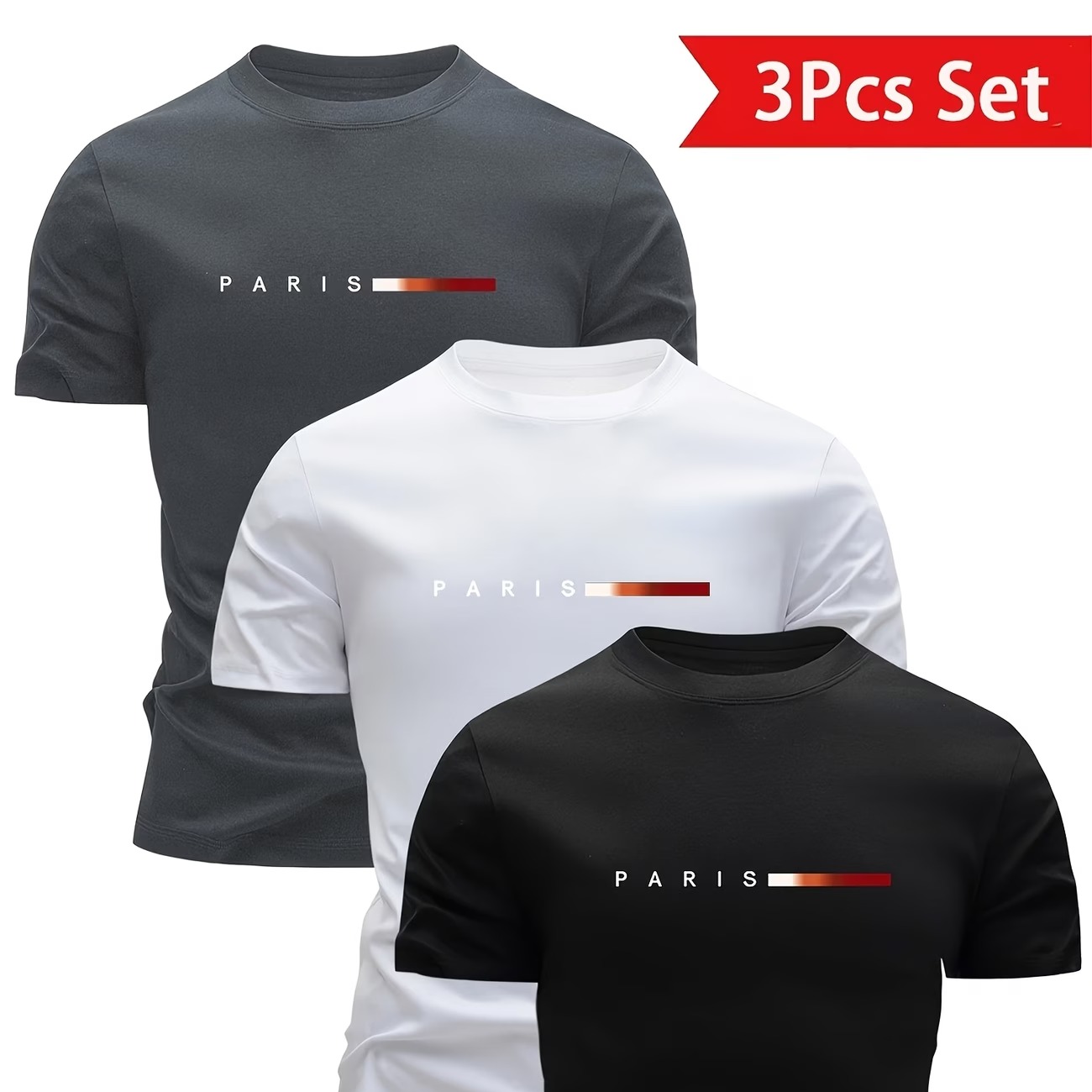 3pcs Men'S Lightweight Breathable T-Shirts