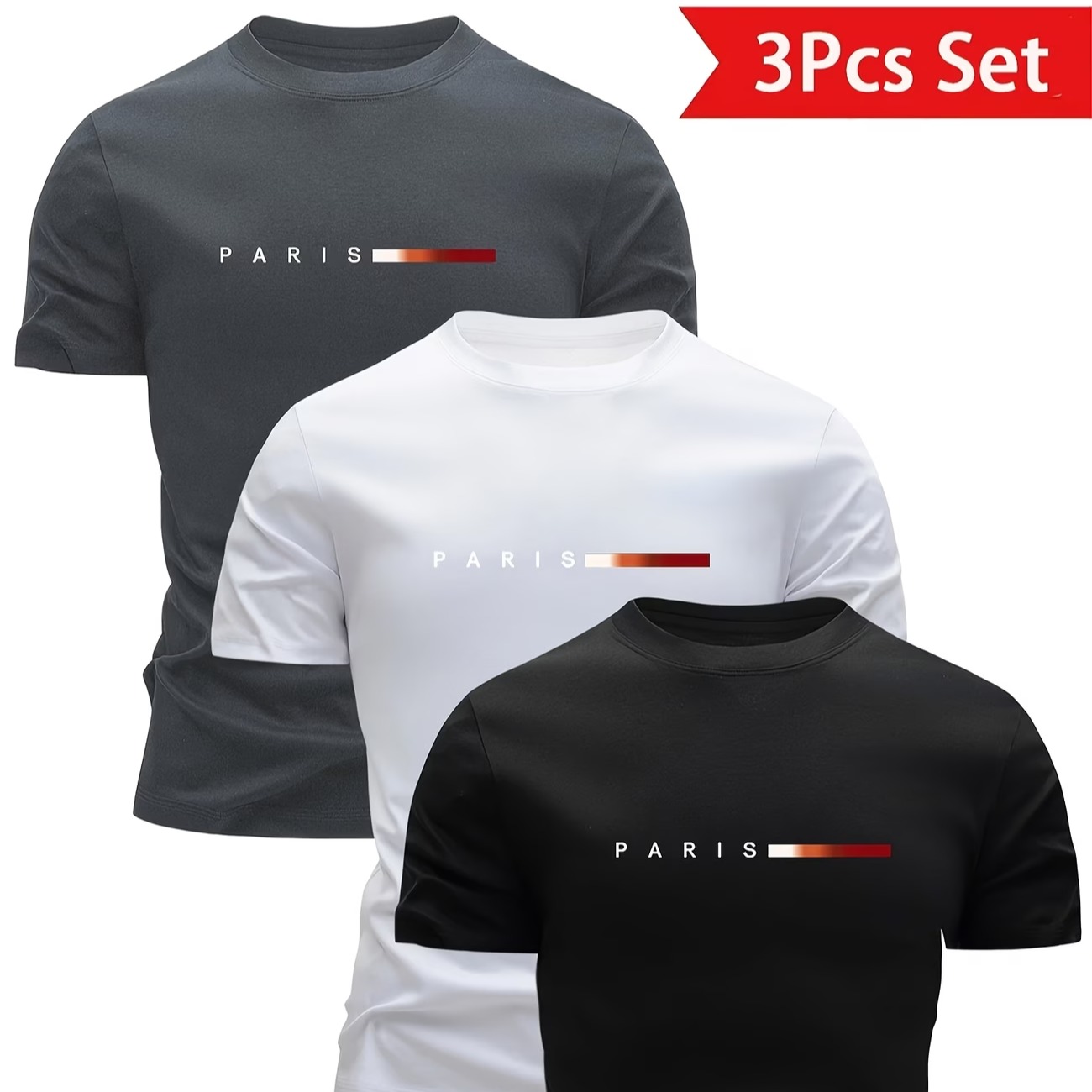 3pcs Men'S Lightweight Breathable T-Shirts 6