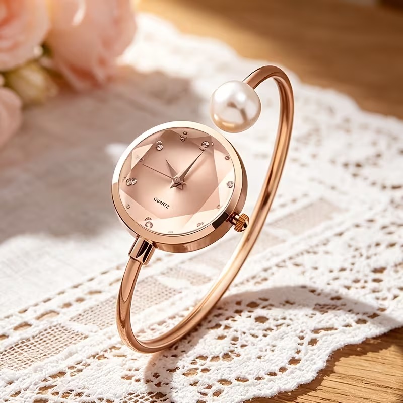 2pcs Luxury Women's Watch & Bracelet Set with Stylish Round Dial, an Ideal Gift for Mother's Day, Birthdays, Ramadan, Anniversaries and Daily Wear 5