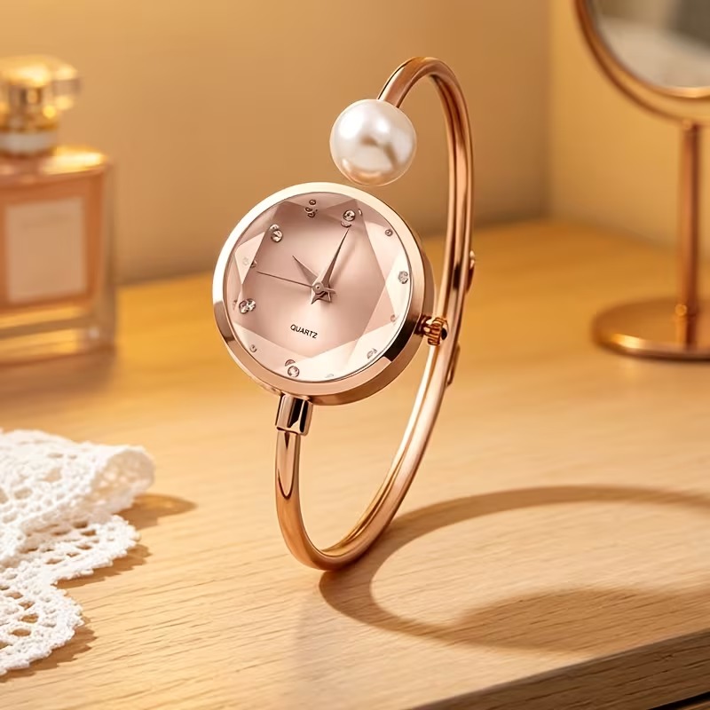 2pcs Luxury Women's Watch & Bracelet Set with Stylish Round Dial, an Ideal Gift for Mother's Day, Birthdays, Ramadan, Anniversaries and Daily Wear 6
