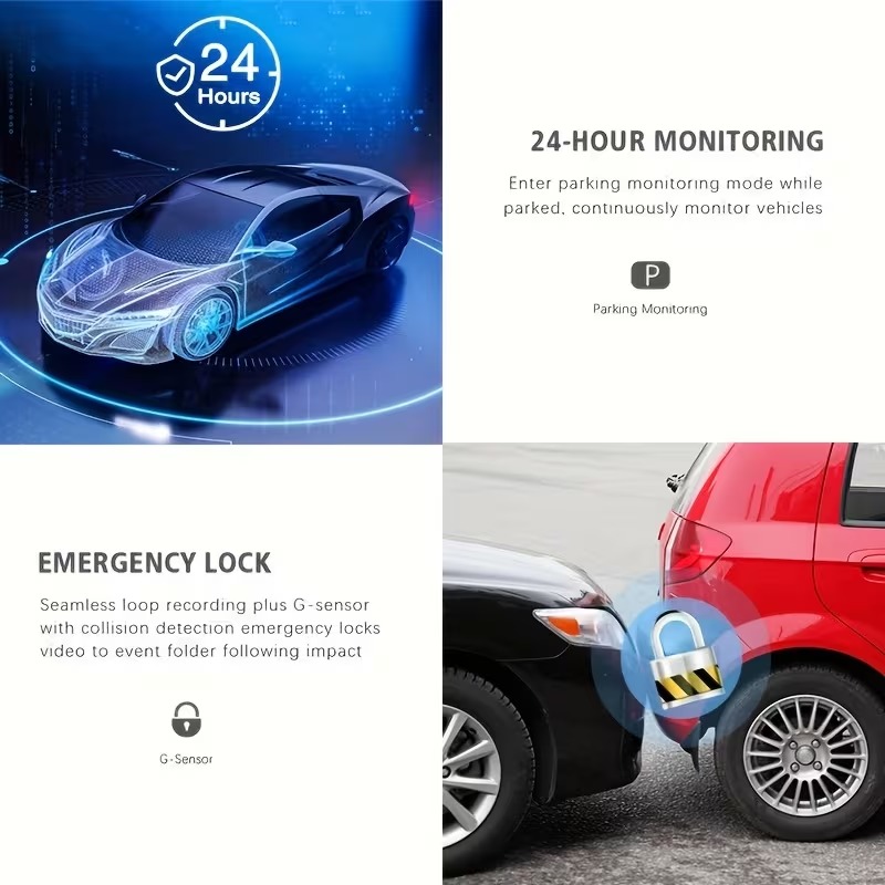 Dash Cam Front And Inside, Front Camera 1080P And Inside Camera 720P Recording Car DVR Cam with 170° Wide Angle 5