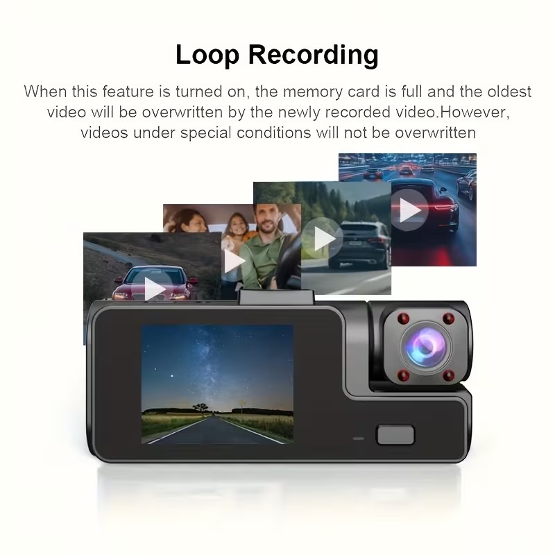 Dash Cam Front And Inside, Front Camera 1080P And Inside Camera 720P Recording Car DVR Cam with 170° Wide Angle 6