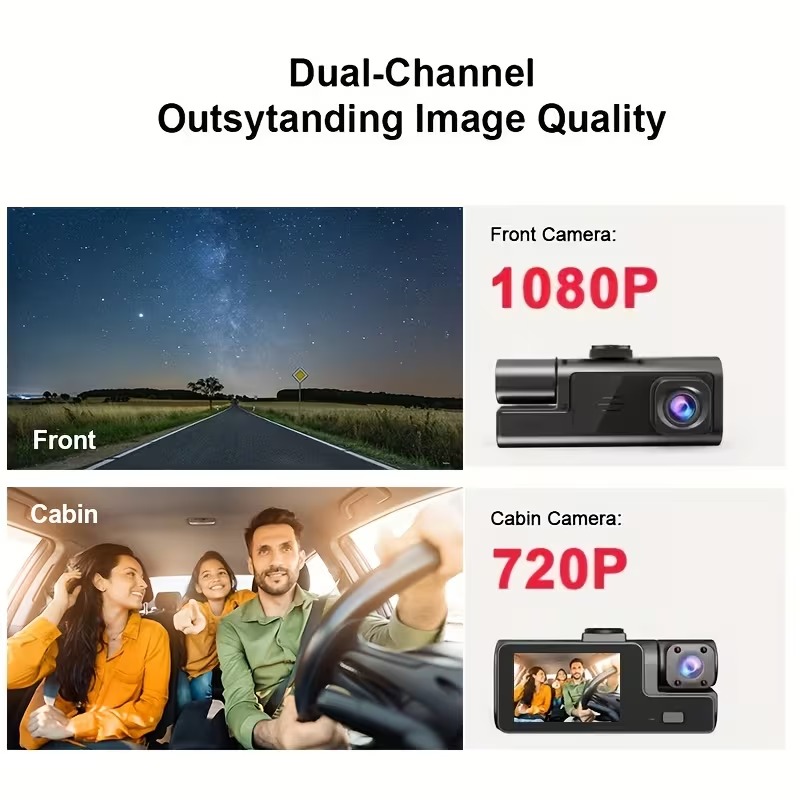 Dash Cam Front And Inside, Front Camera 1080P And Inside Camera 720P Recording Car DVR Cam with 170° Wide Angle 11