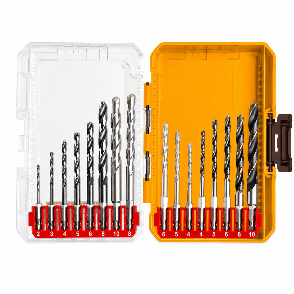Ingco 16 Pcs metal, multifunction drill, and wood drill bits set